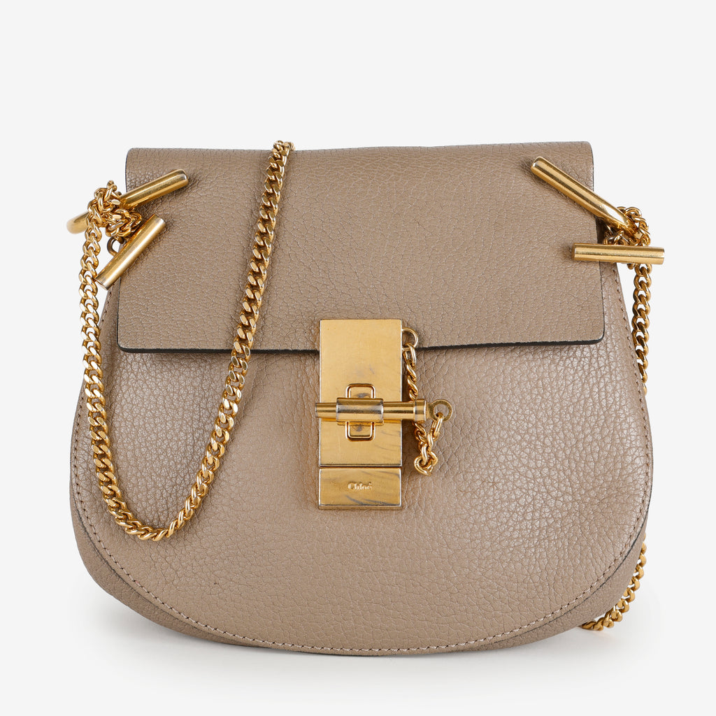 Small Drew Crossbody, Taupe Calfskin