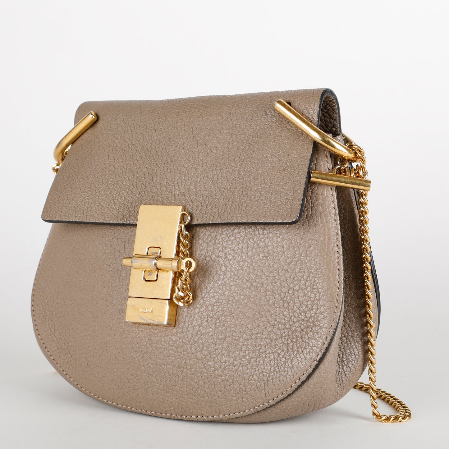 Small Drew Crossbody, Taupe Calfskin