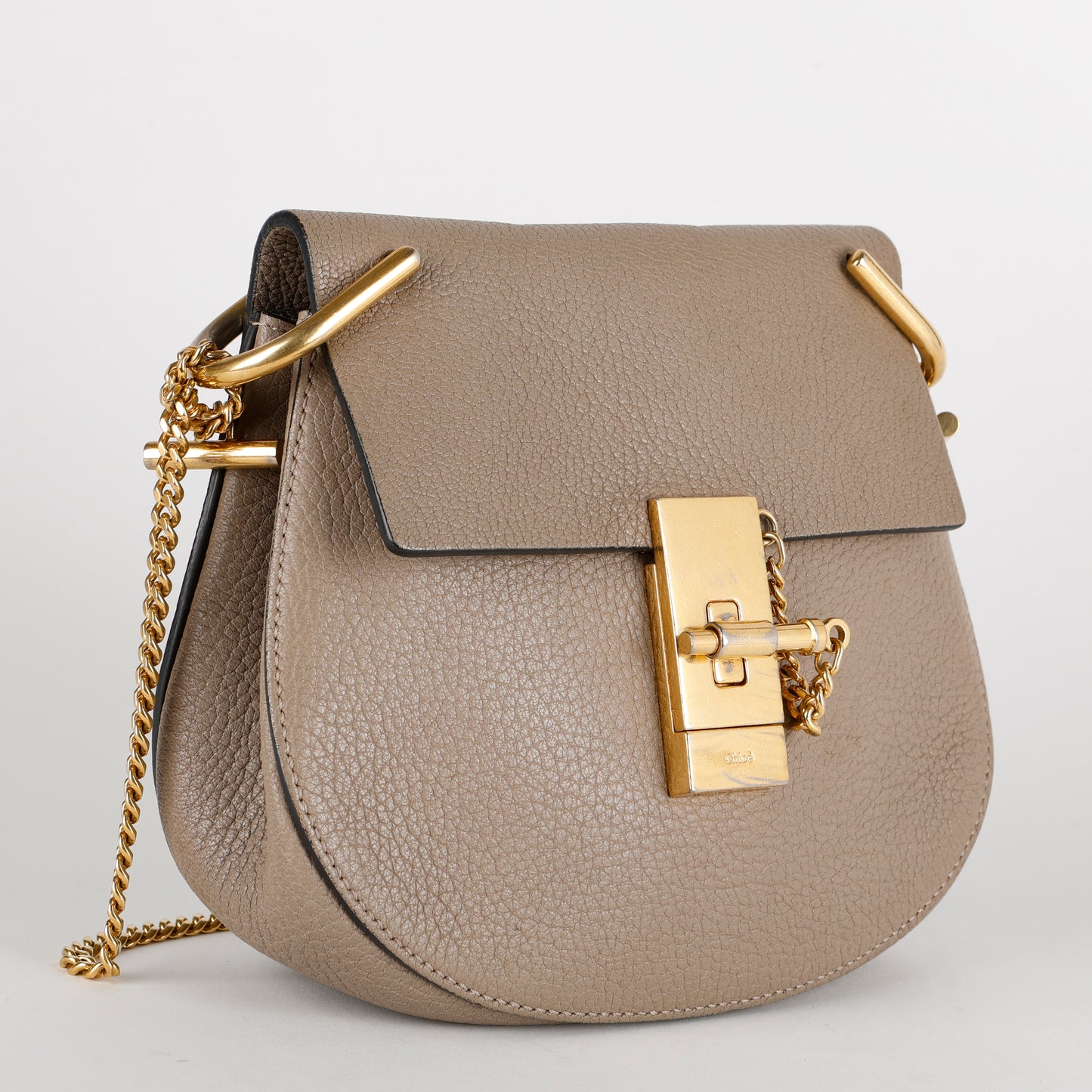 Small Drew Crossbody, Taupe Calfskin