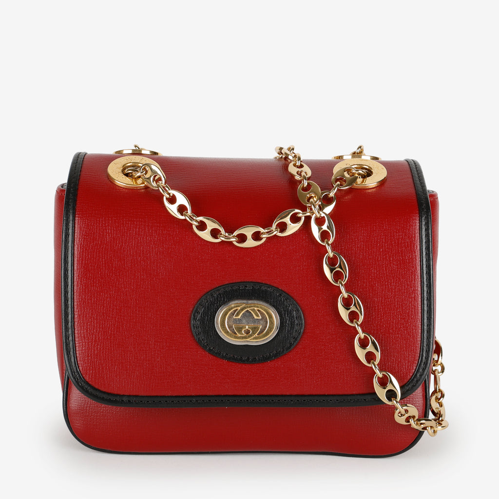 Small Marina Chain Flap Bag, Burgundy/Black