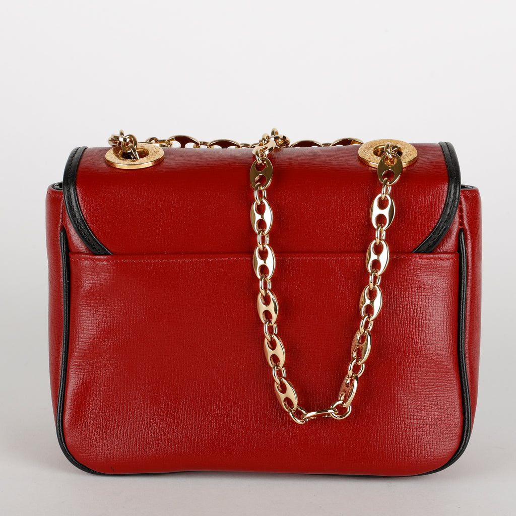 Small Marina Chain Flap Bag, Burgundy/Black