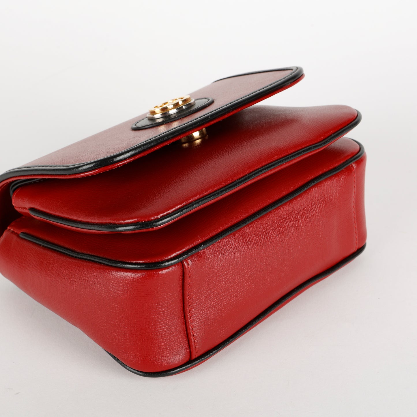 Small Marina Chain Flap Bag, Burgundy/Black