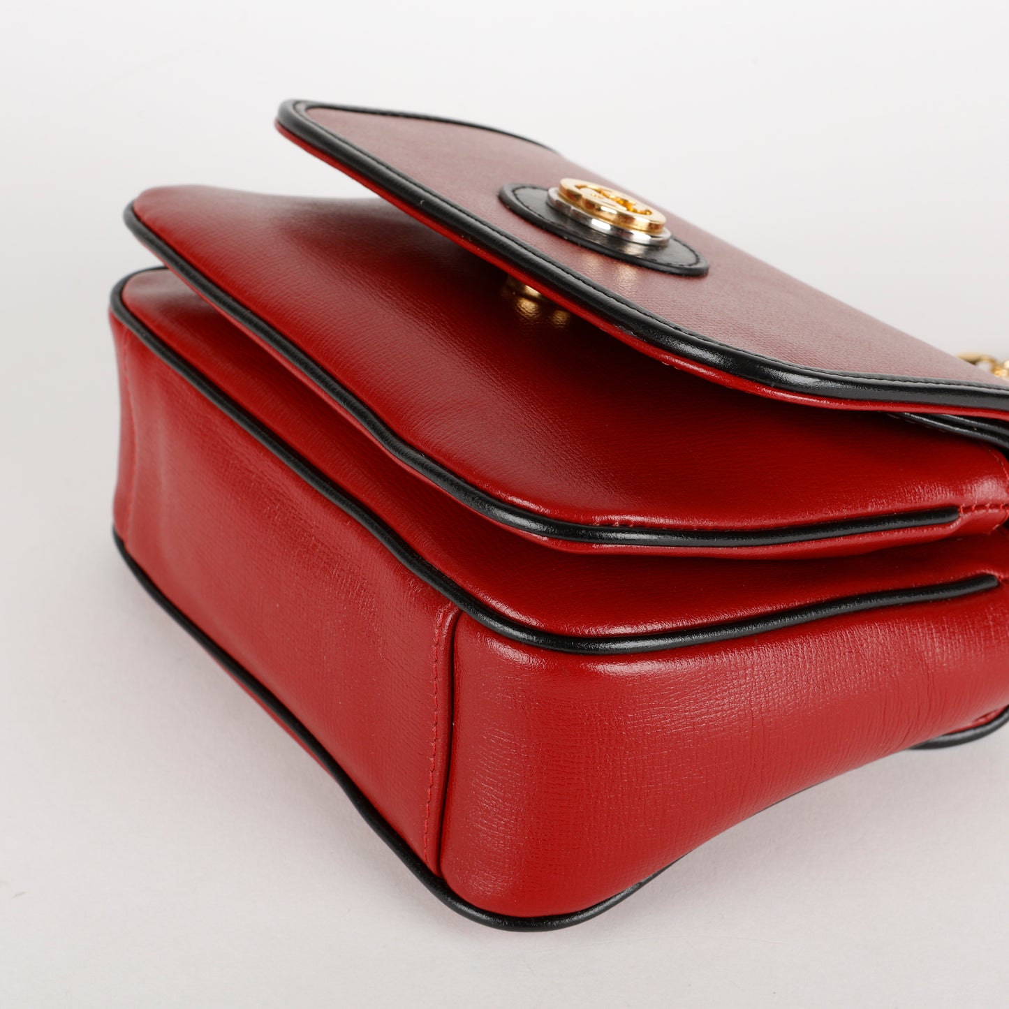 Small Marina Chain Flap Bag, Burgundy/Black
