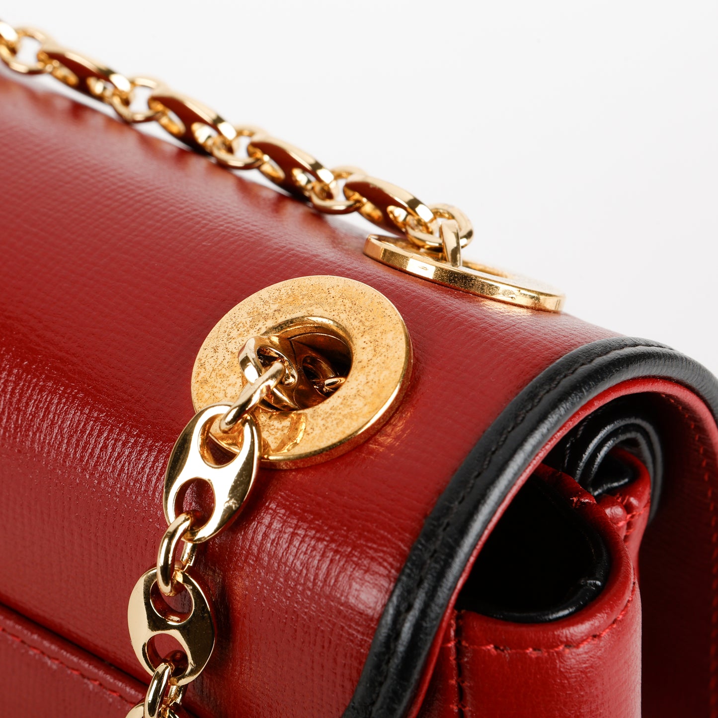 Small Marina Chain Flap Bag, Burgundy/Black
