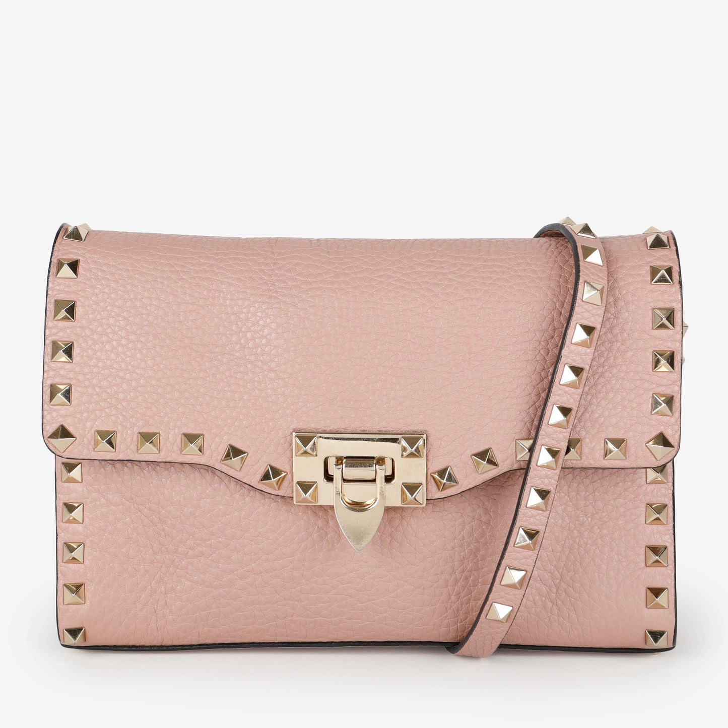 Medium Rockstud Flap Crossbody, Dusty Pink