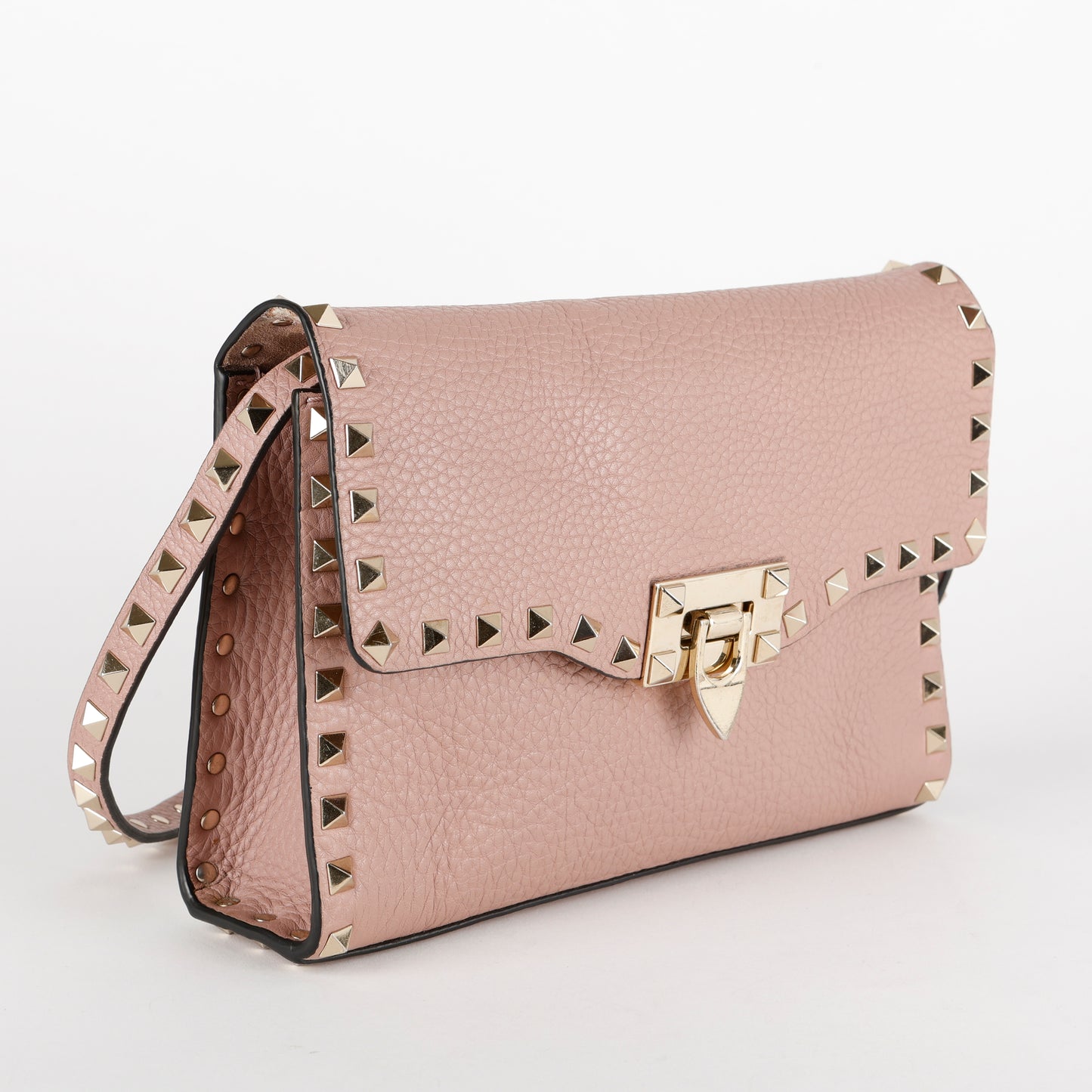 Medium Rockstud Flap Crossbody, Dusty Pink