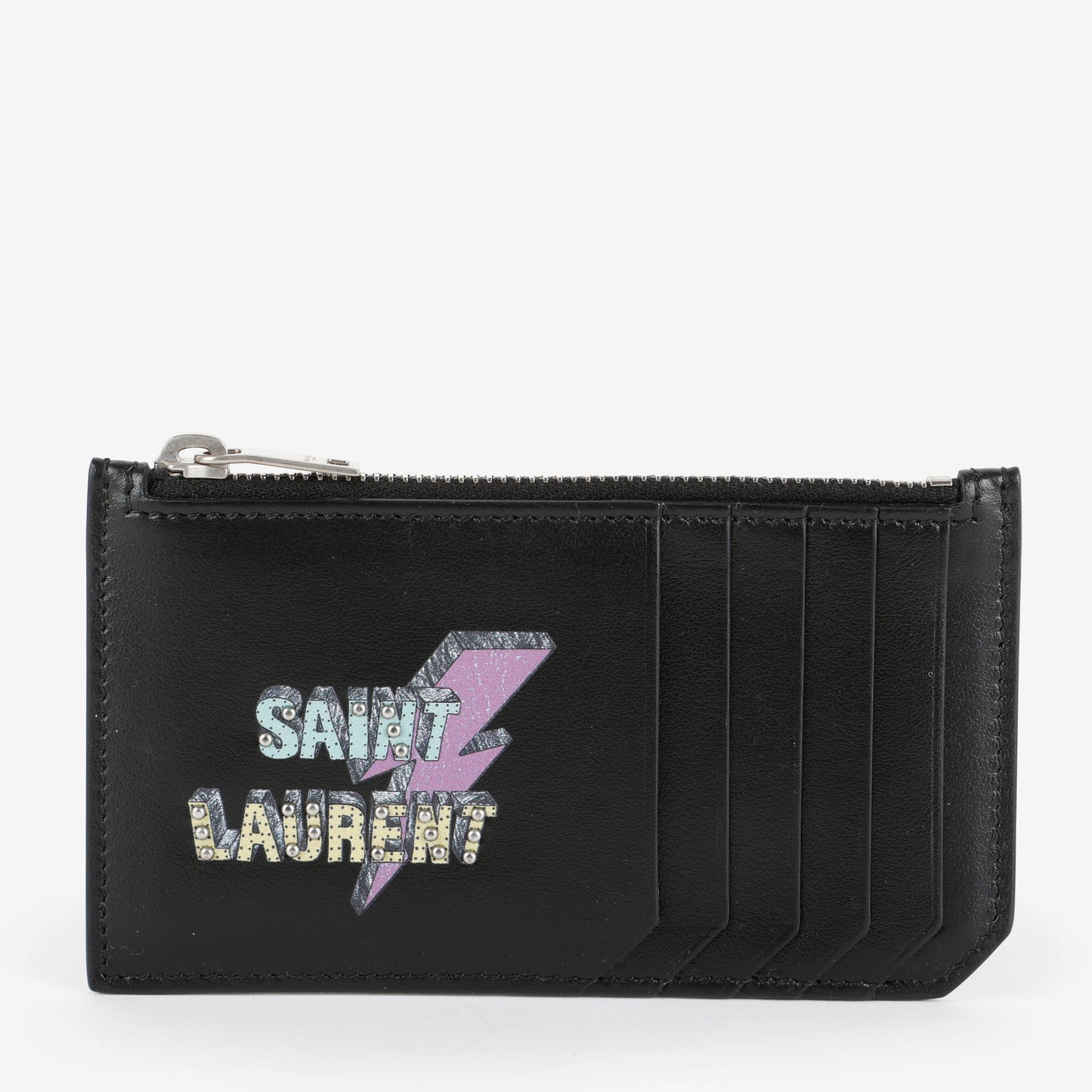 Lightning Bold Zip Pouch Card Holder, Black