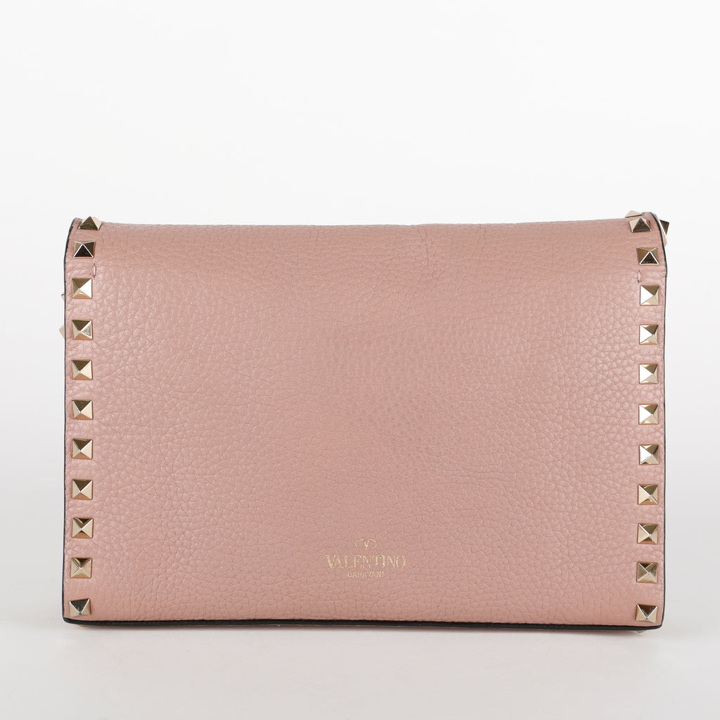 Medium Rockstud Flap Crossbody, Dusty Pink