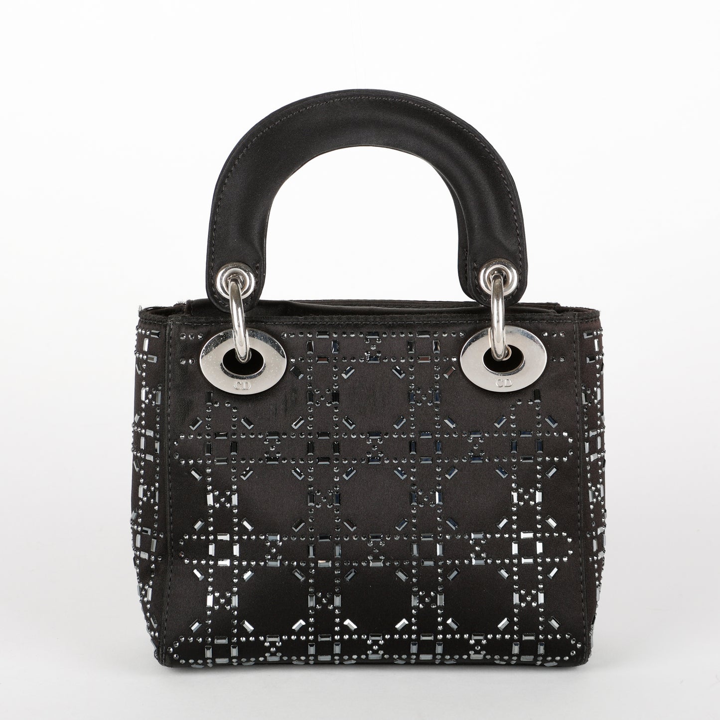 Mini Lady Dior, Black Satin Crystals