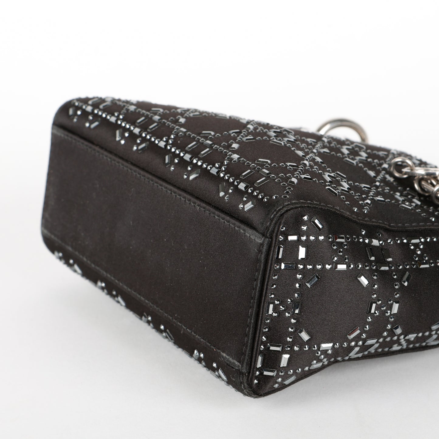 Mini Lady Dior, Black Satin Crystals