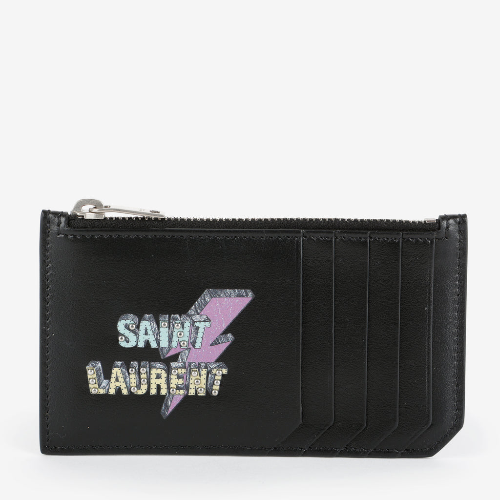 Lightning Bold Zip Pouch Card Holder, Black