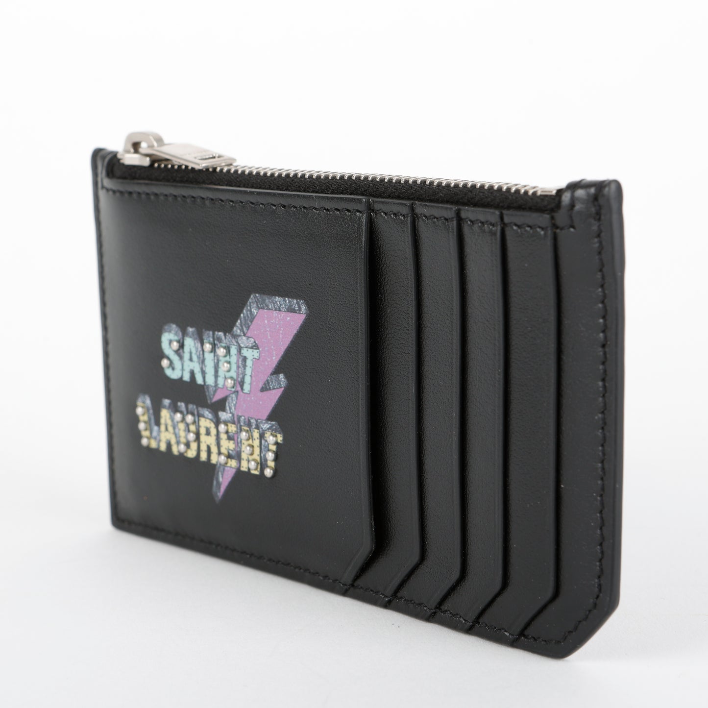 Lightning Bold Zip Pouch Card Holder, Black