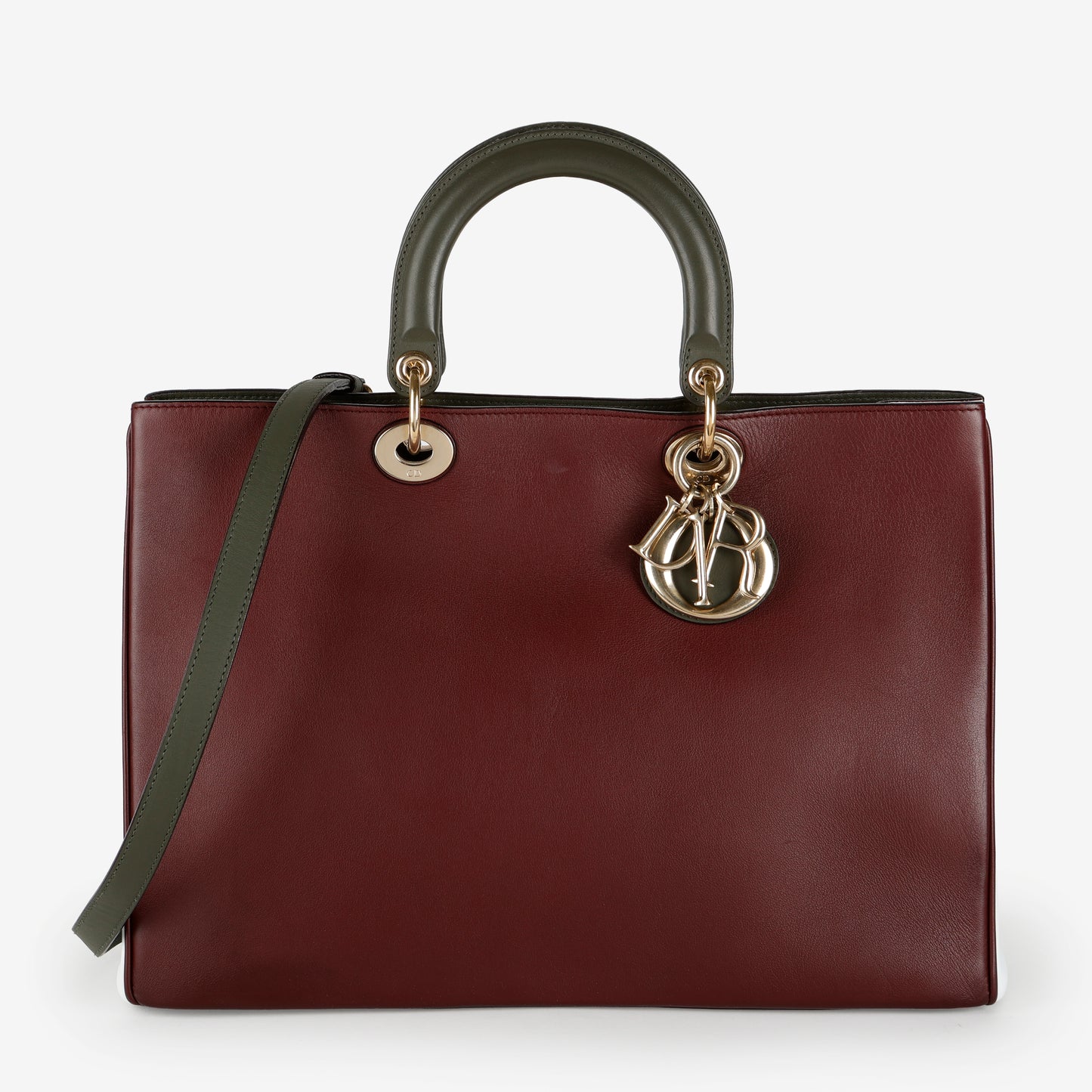 Large Diorissimo Tote, Burgundy/White/Khaki Calfskin GHW