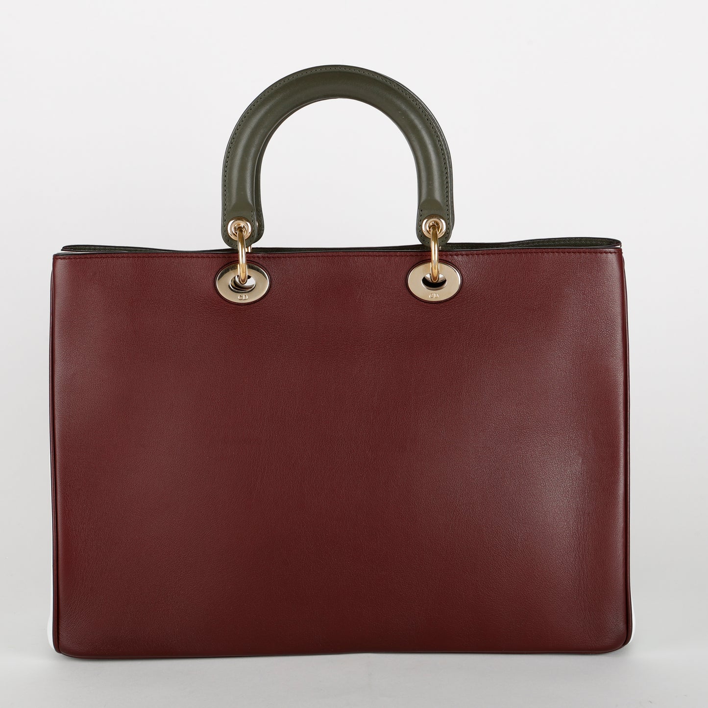 Large Diorissimo Tote, Burgundy/White/Khaki Calfskin GHW