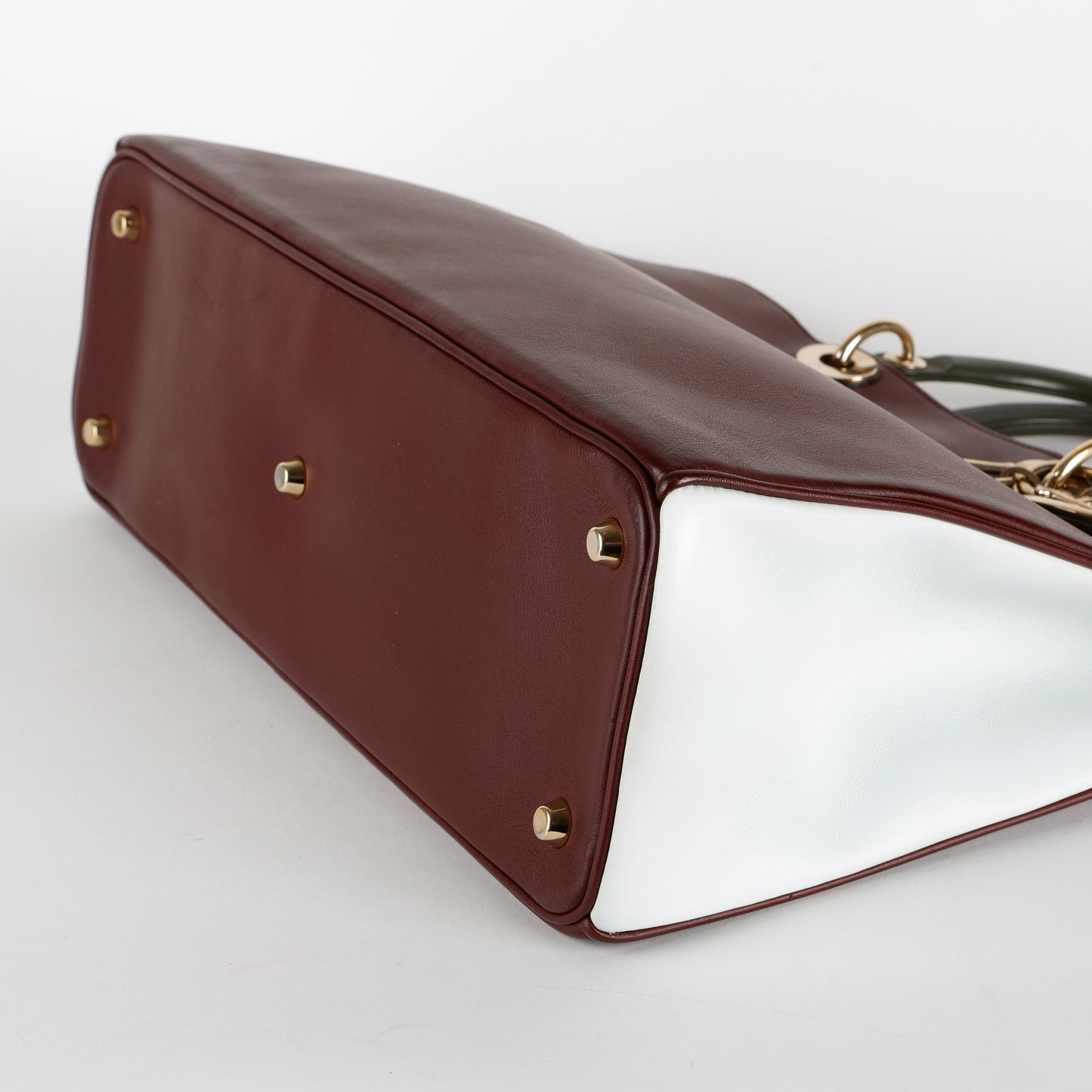 Large Diorissimo Tote, Burgundy/White/Khaki Calfskin GHW