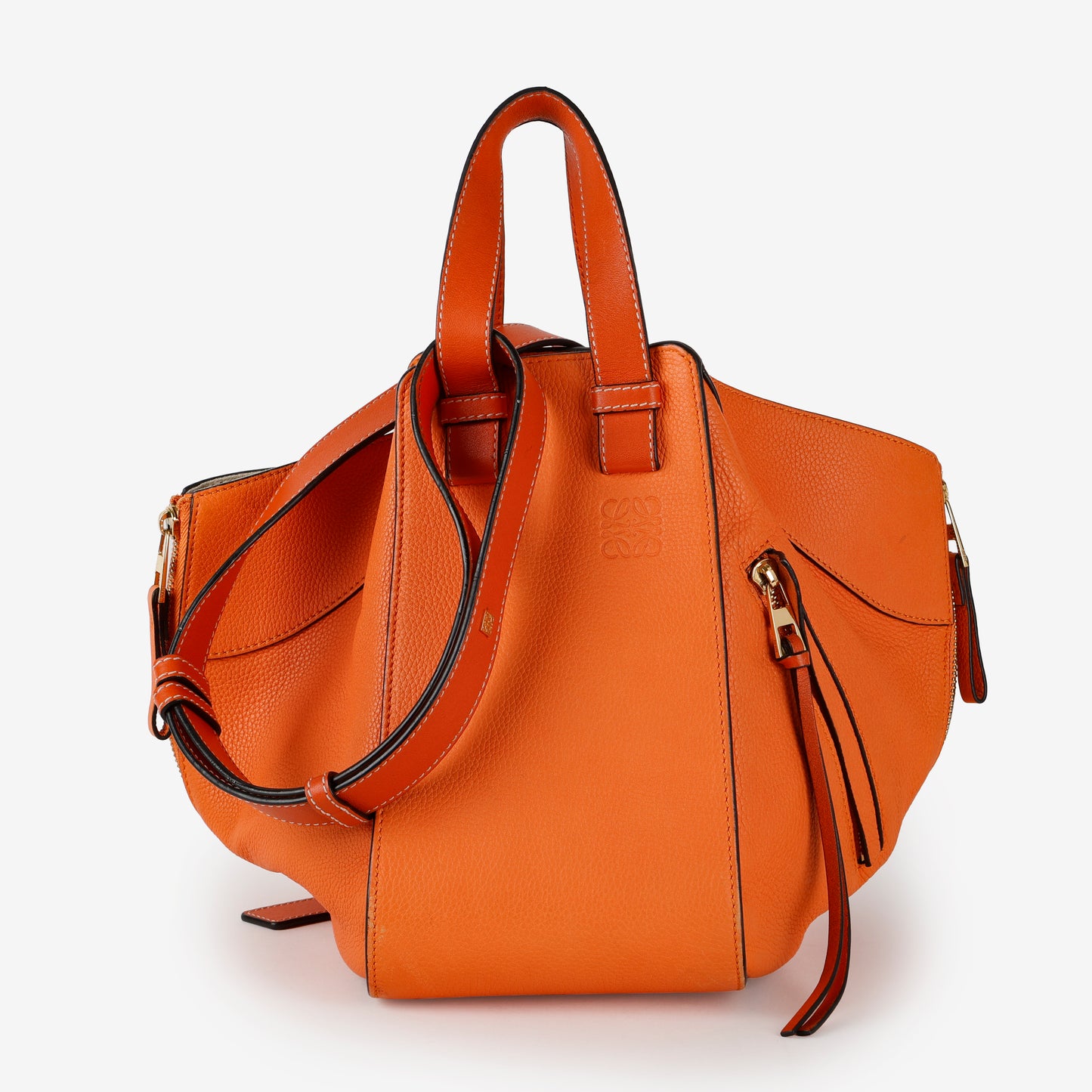 Small Hammock Shoulder Bag, Apricot Orange Calfskin