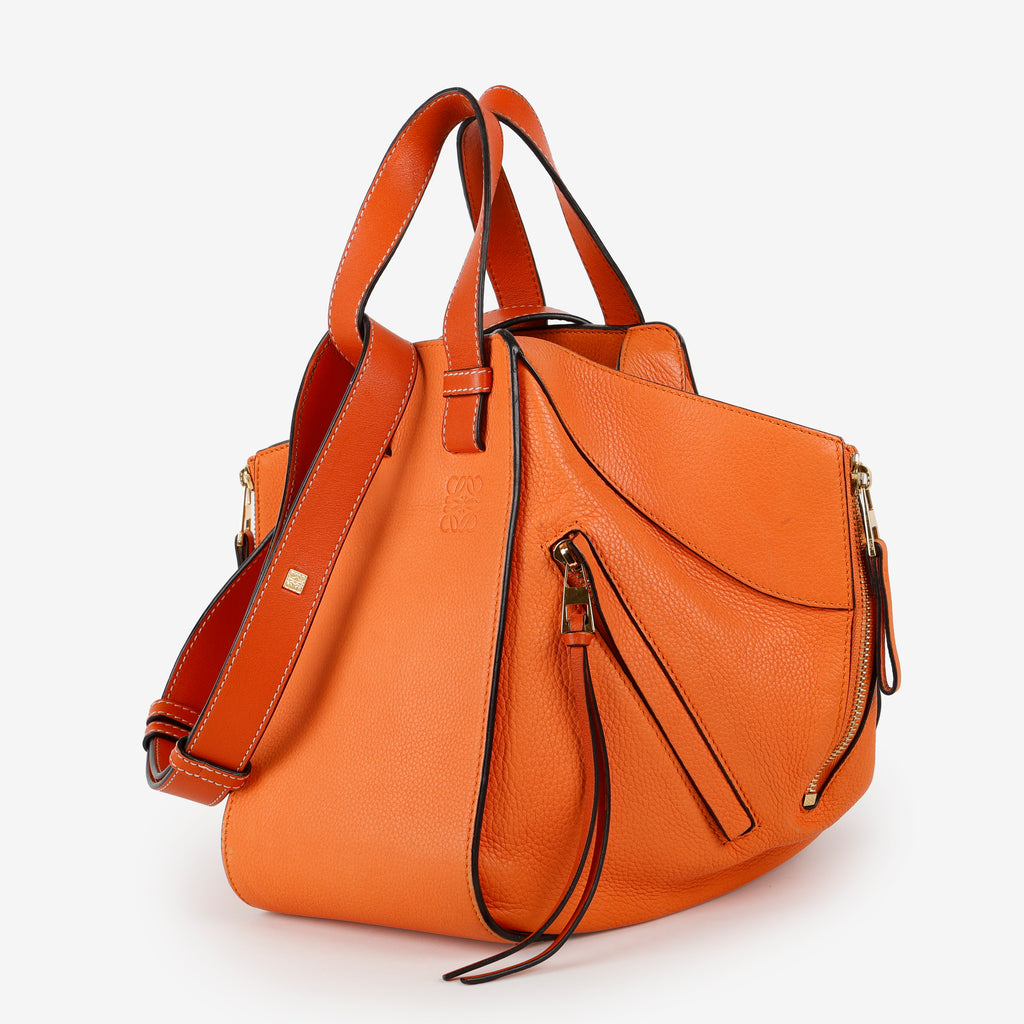 Small Hammock Shoulder Bag, Apricot Orange Calfskin