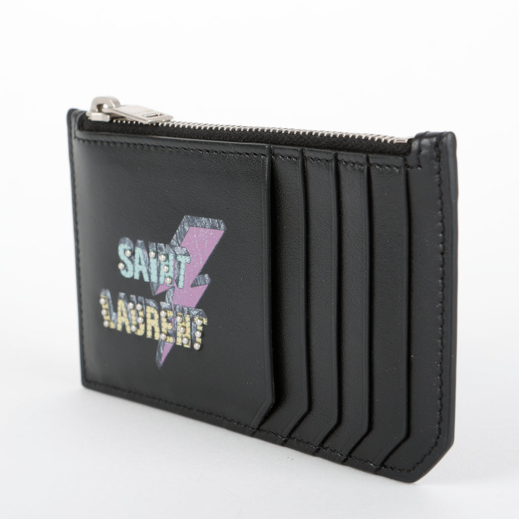 Lightning Bold Zip Pouch Card Holder, Black