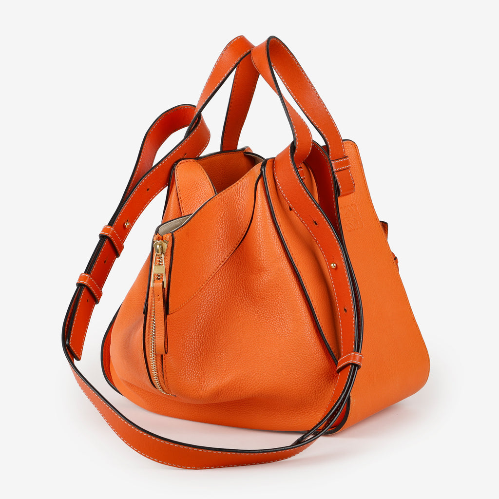 Small Hammock Shoulder Bag, Apricot Orange Calfskin