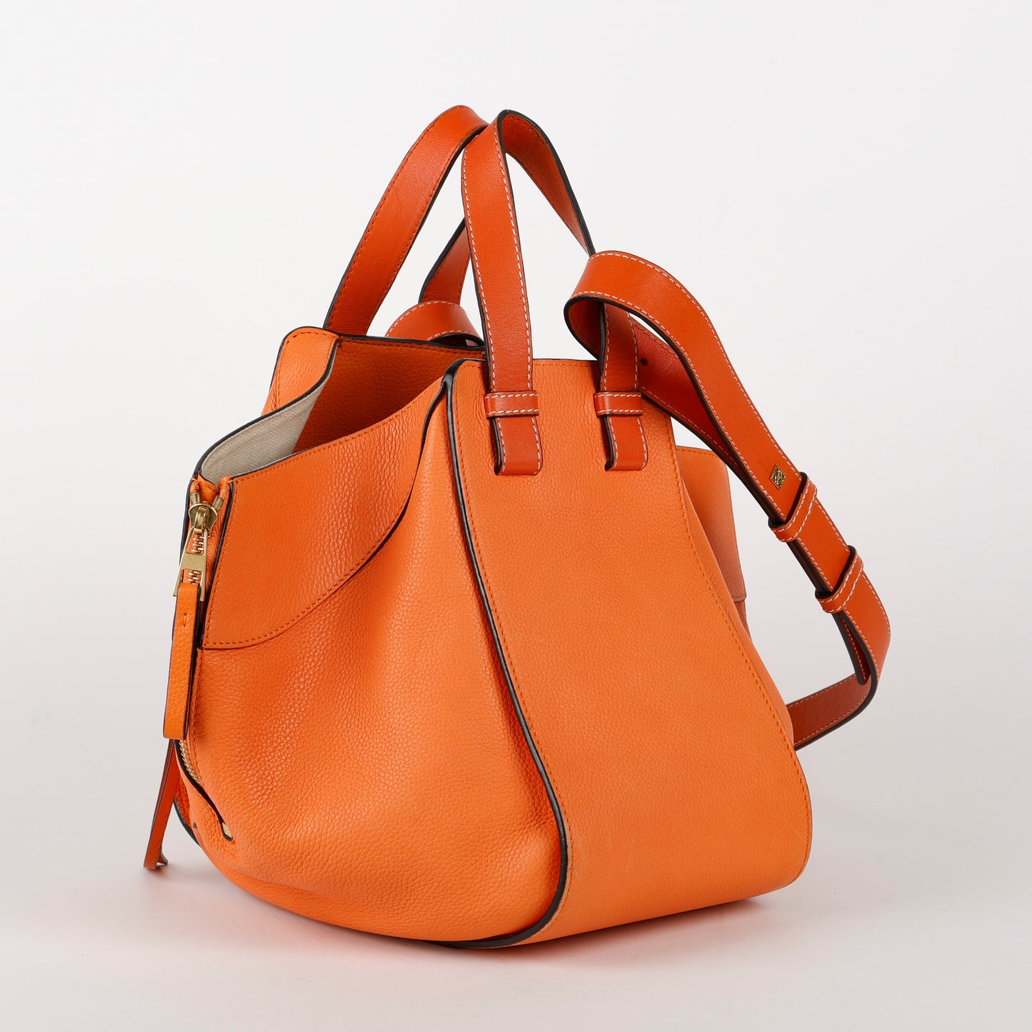 Small Hammock Shoulder Bag, Apricot Orange Calfskin