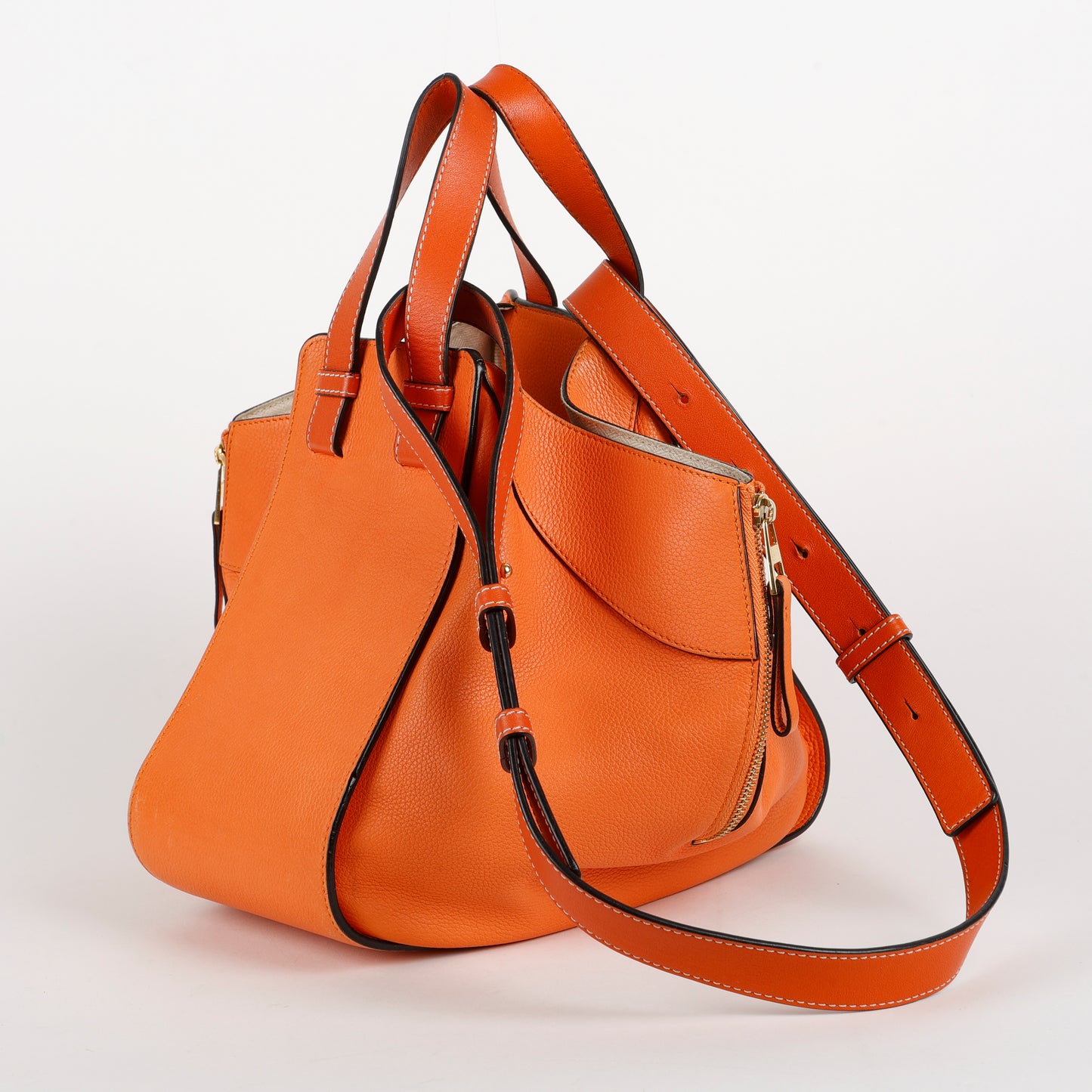 Small Hammock Shoulder Bag, Apricot Orange Calfskin