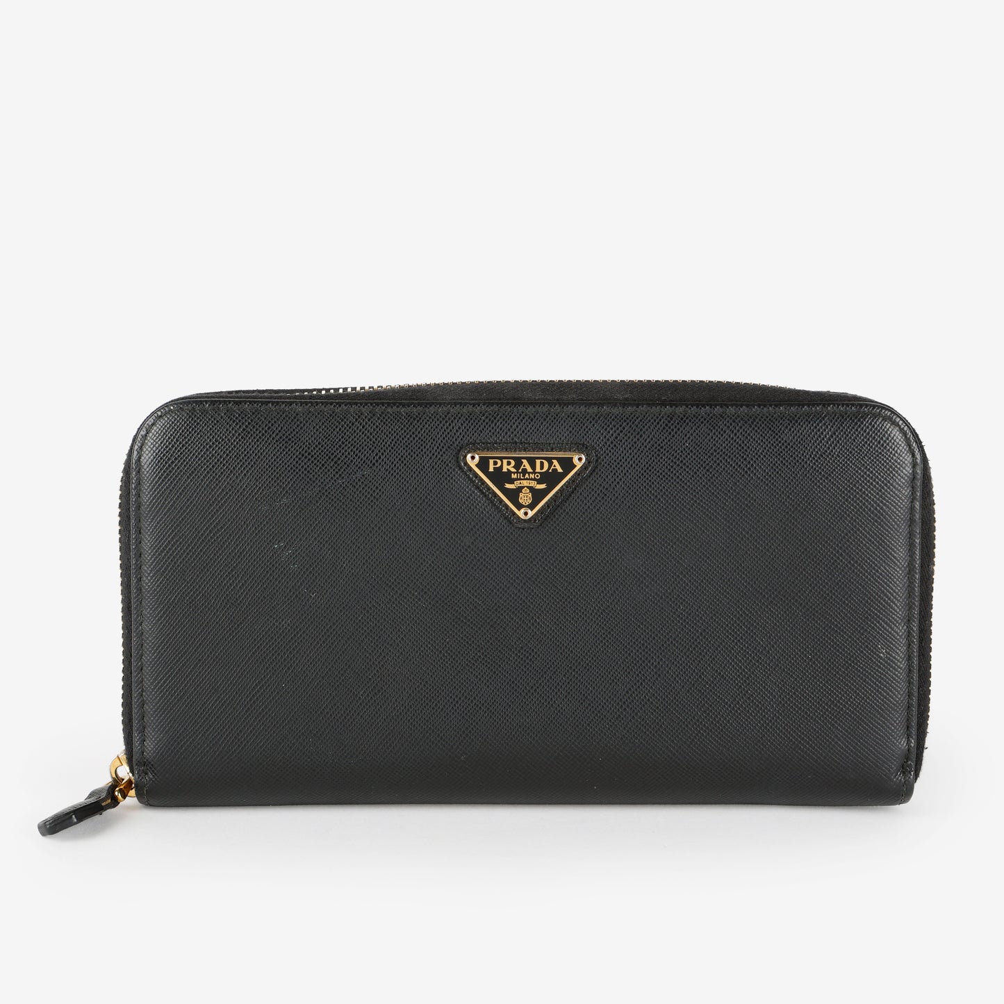 Large Zip Around Wallet, Black Saffiano #1