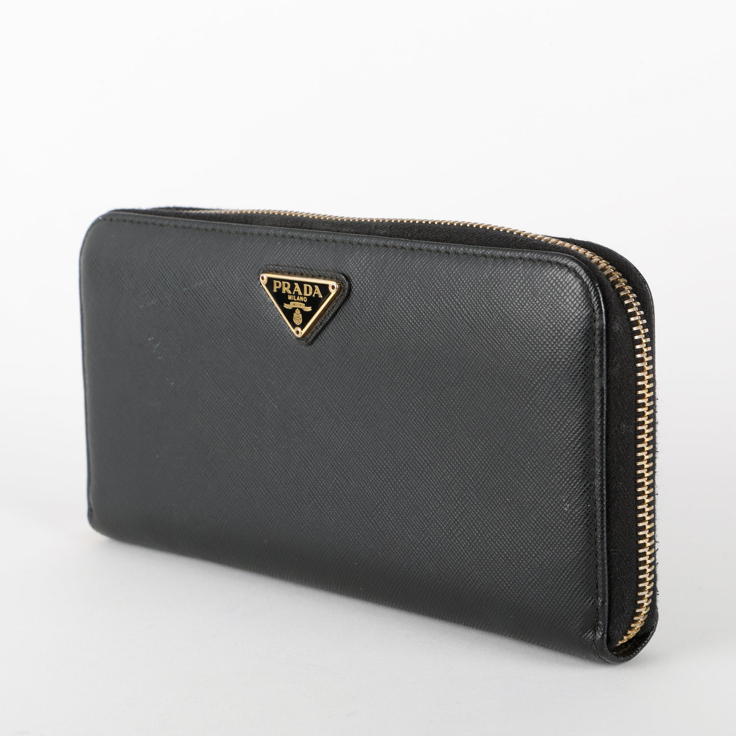 Large Zip Around Wallet, Black Saffiano #1