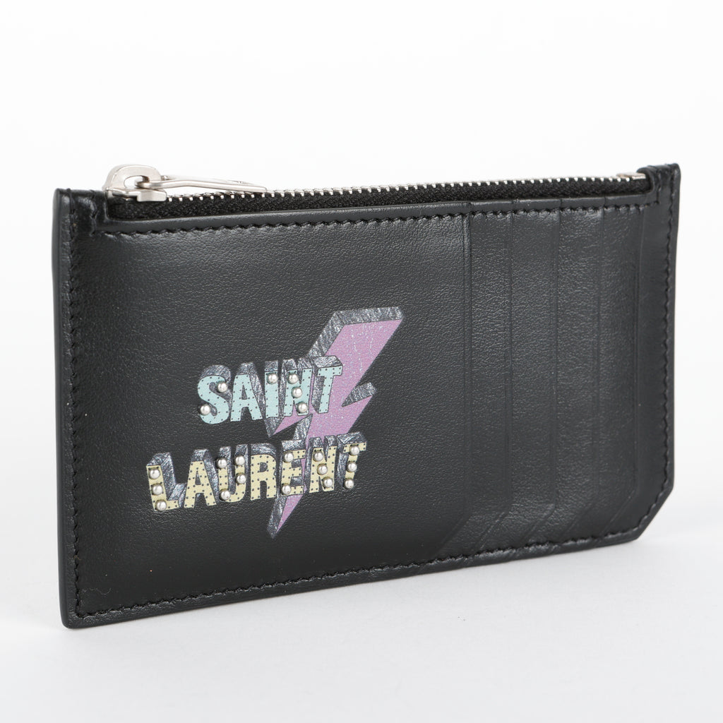 Lightning Bold Zip Pouch Card Holder, Black