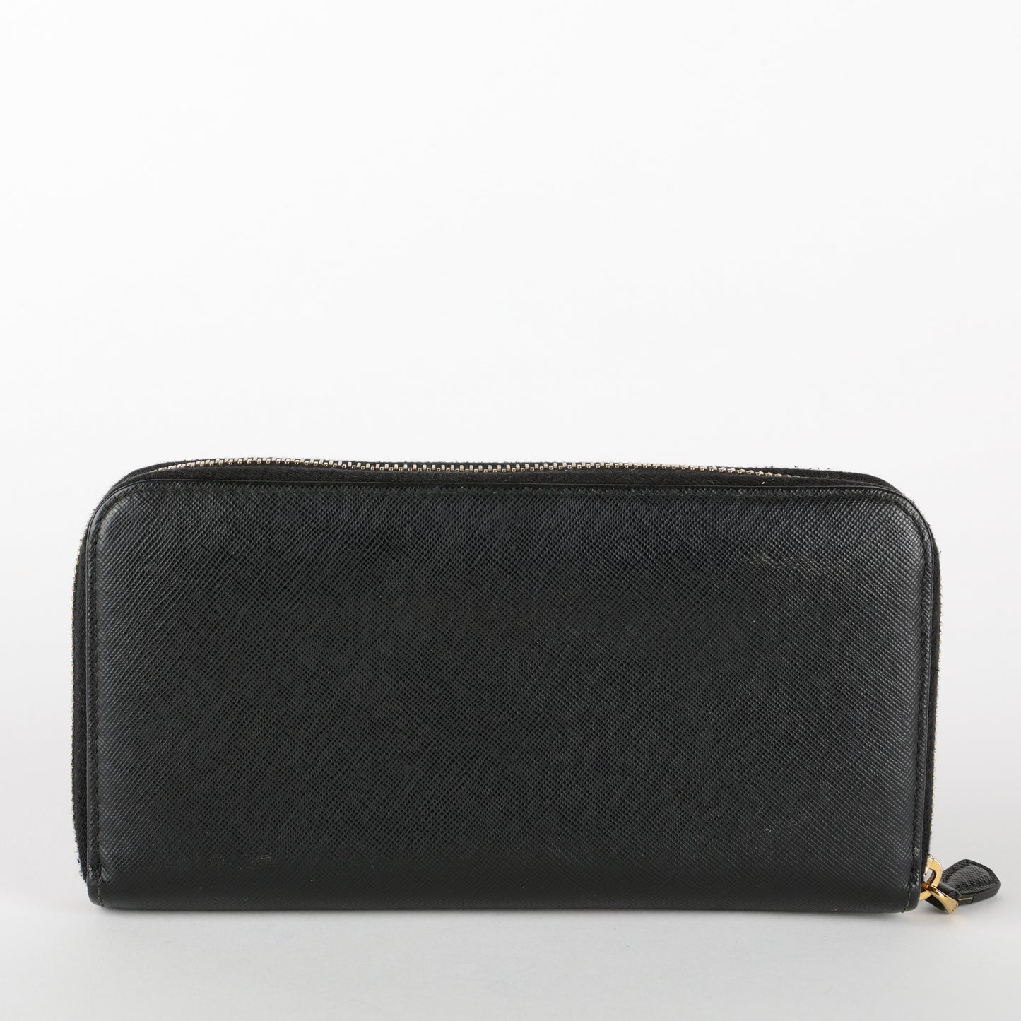 Large Zip Around Wallet, Black Saffiano #1
