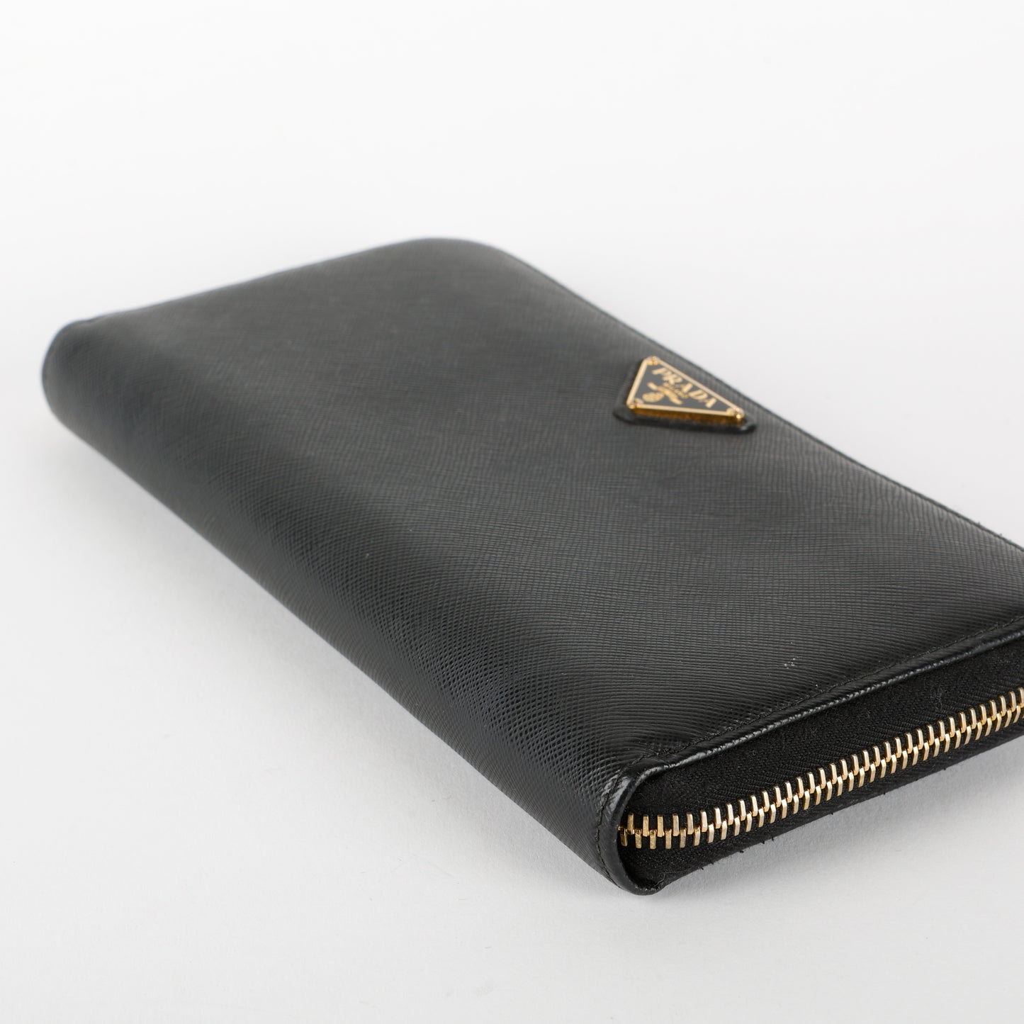 Large Zip Around Wallet, Black Saffiano #1