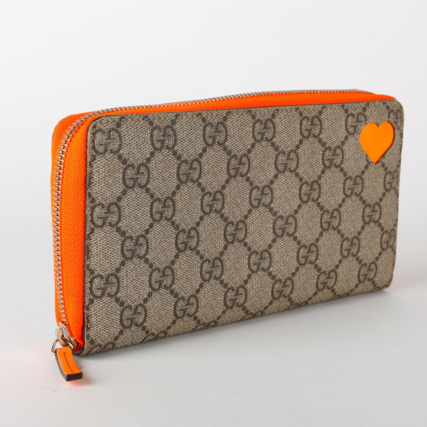 Heart Supreme Zip Around Wallet, Coated Canvas/Orange