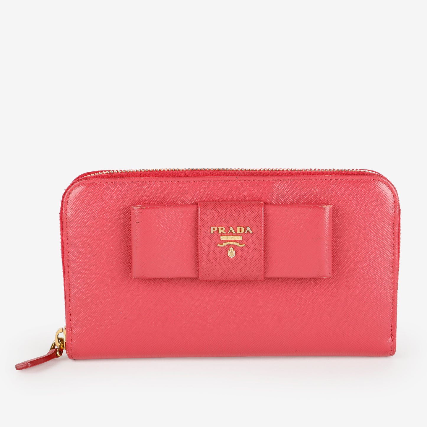 Large Fiocco Bow Continental Wallet, Fuchsia Saffiano