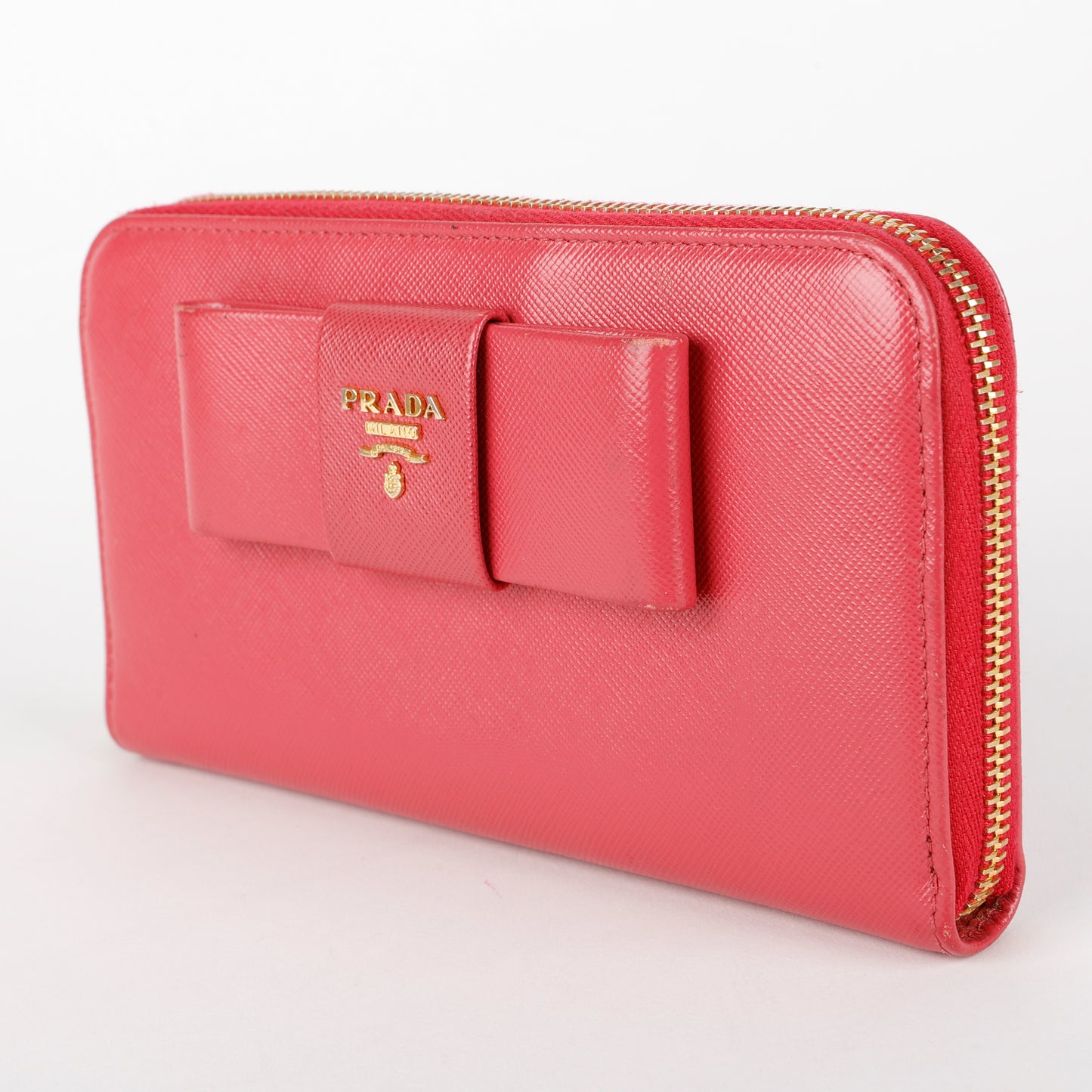 Large Fiocco Bow Continental Wallet, Fuchsia Saffiano