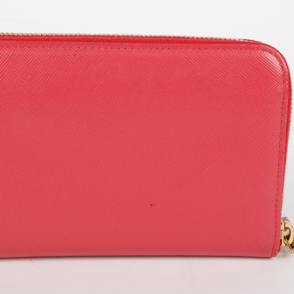 Large Fiocco Bow Continental Wallet, Fuchsia Saffiano