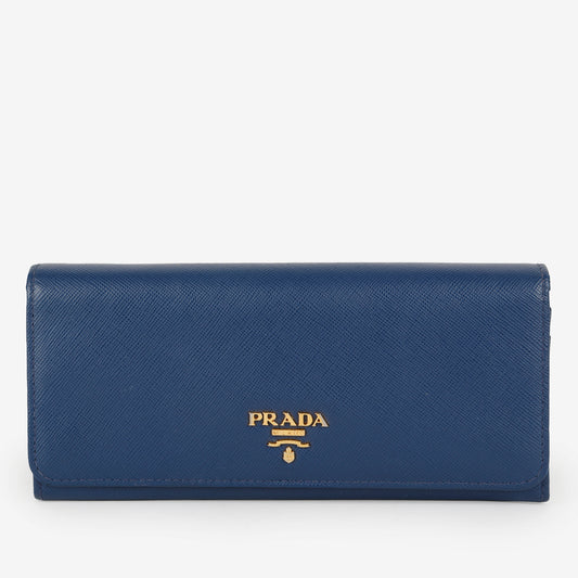 Continental Long Wallet, Blue Saffiano