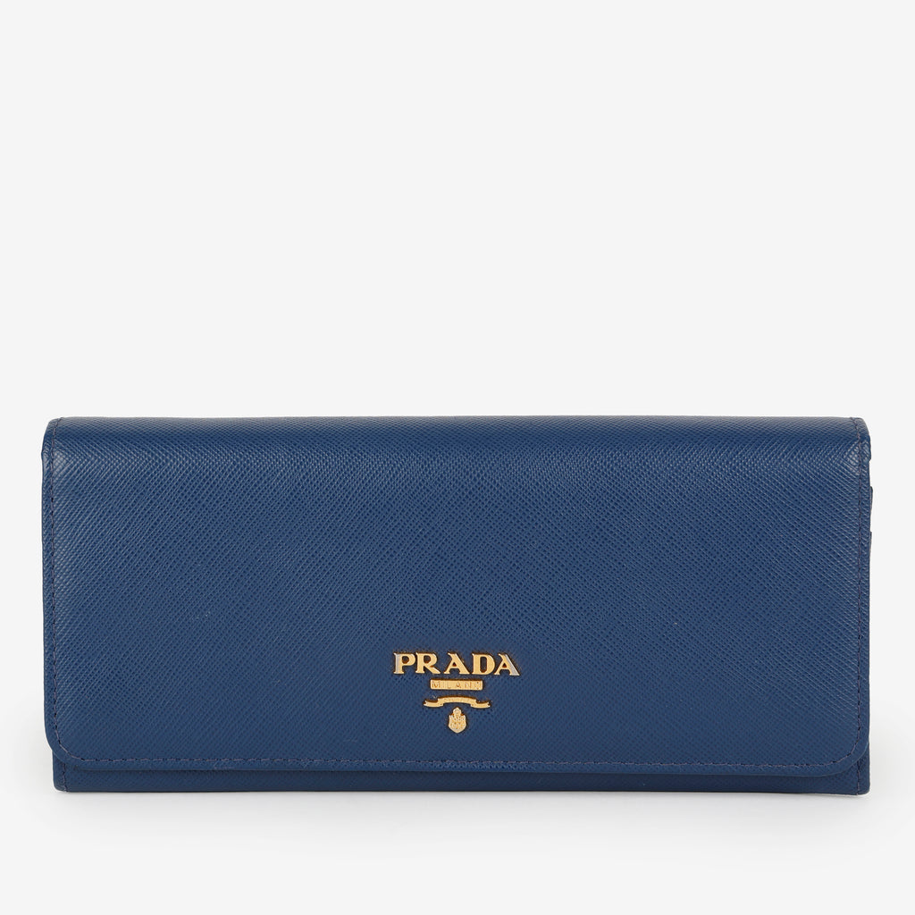 Continental Long Wallet, Blue Saffiano