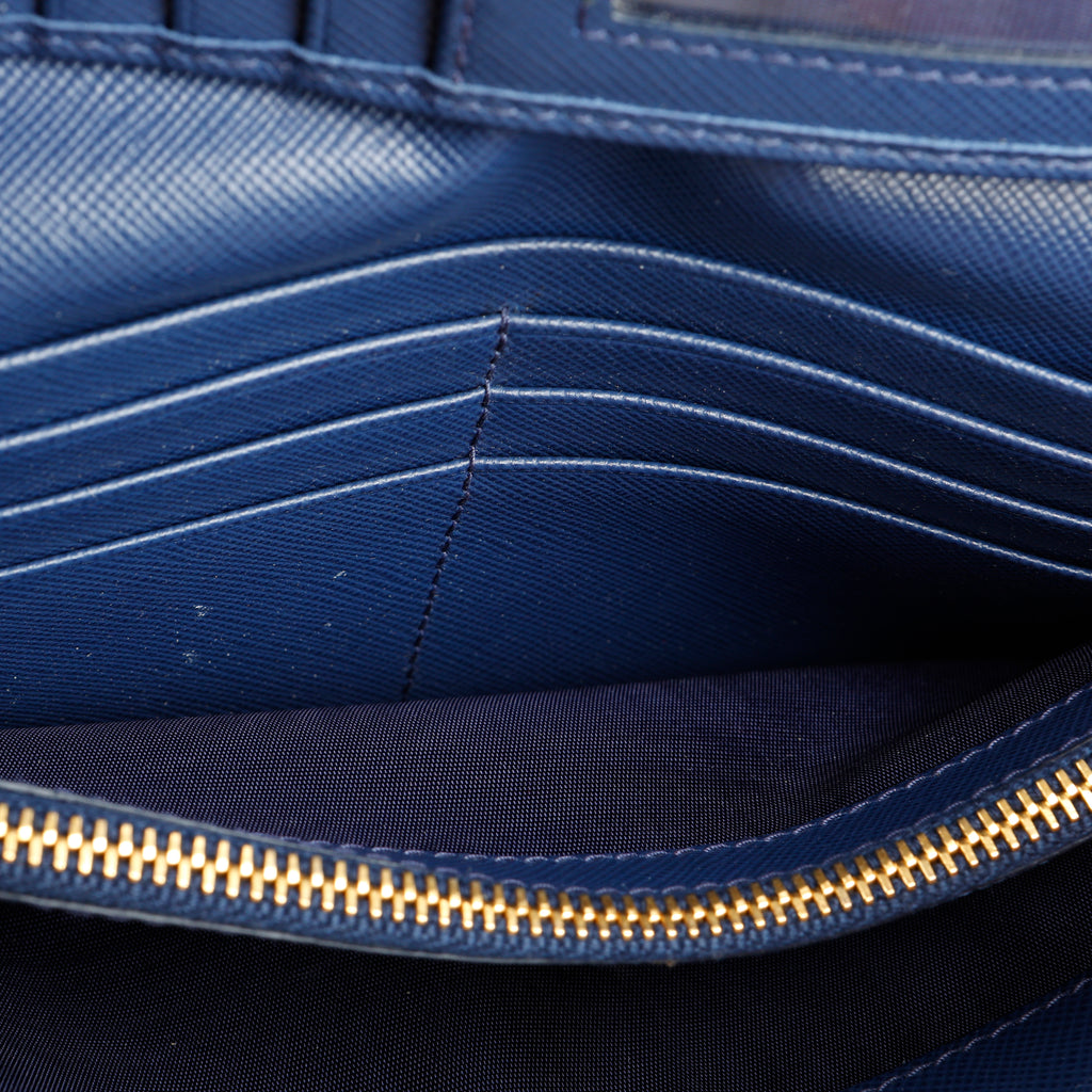 Continental Long Wallet, Blue Saffiano