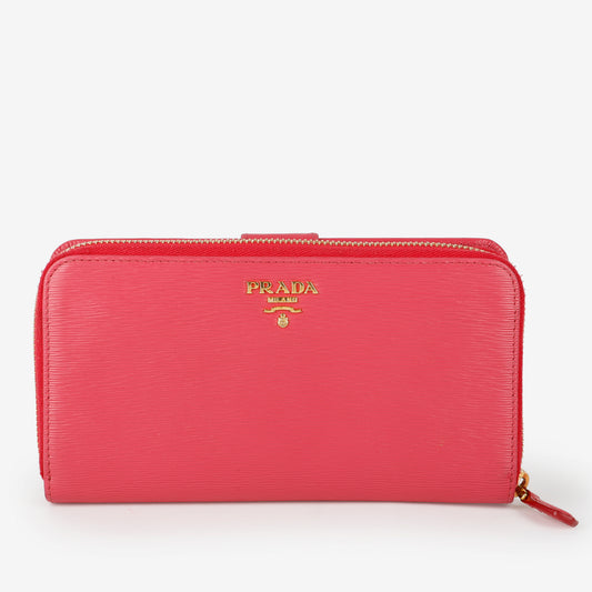 French Zip Around Wallet, Fuchsia Saffiano