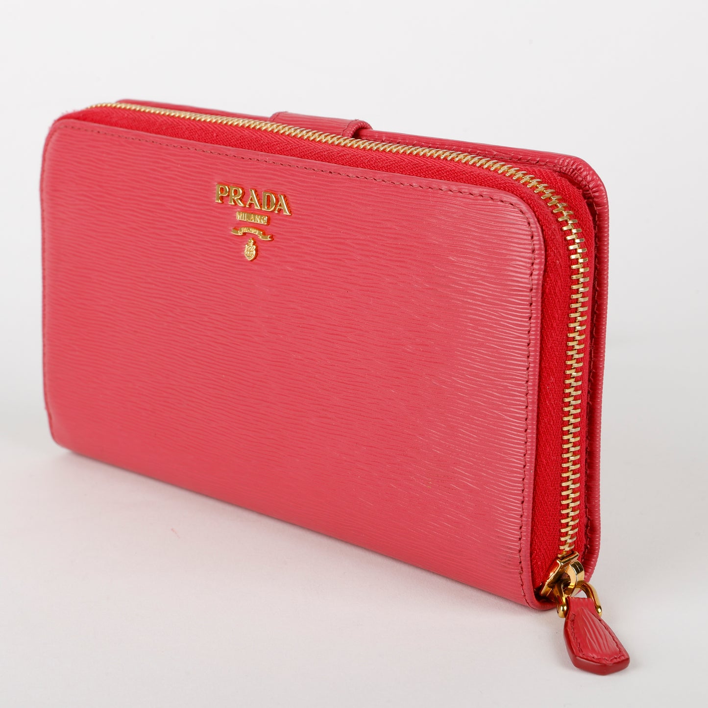 French Zip Around Wallet, Fuchsia Saffiano
