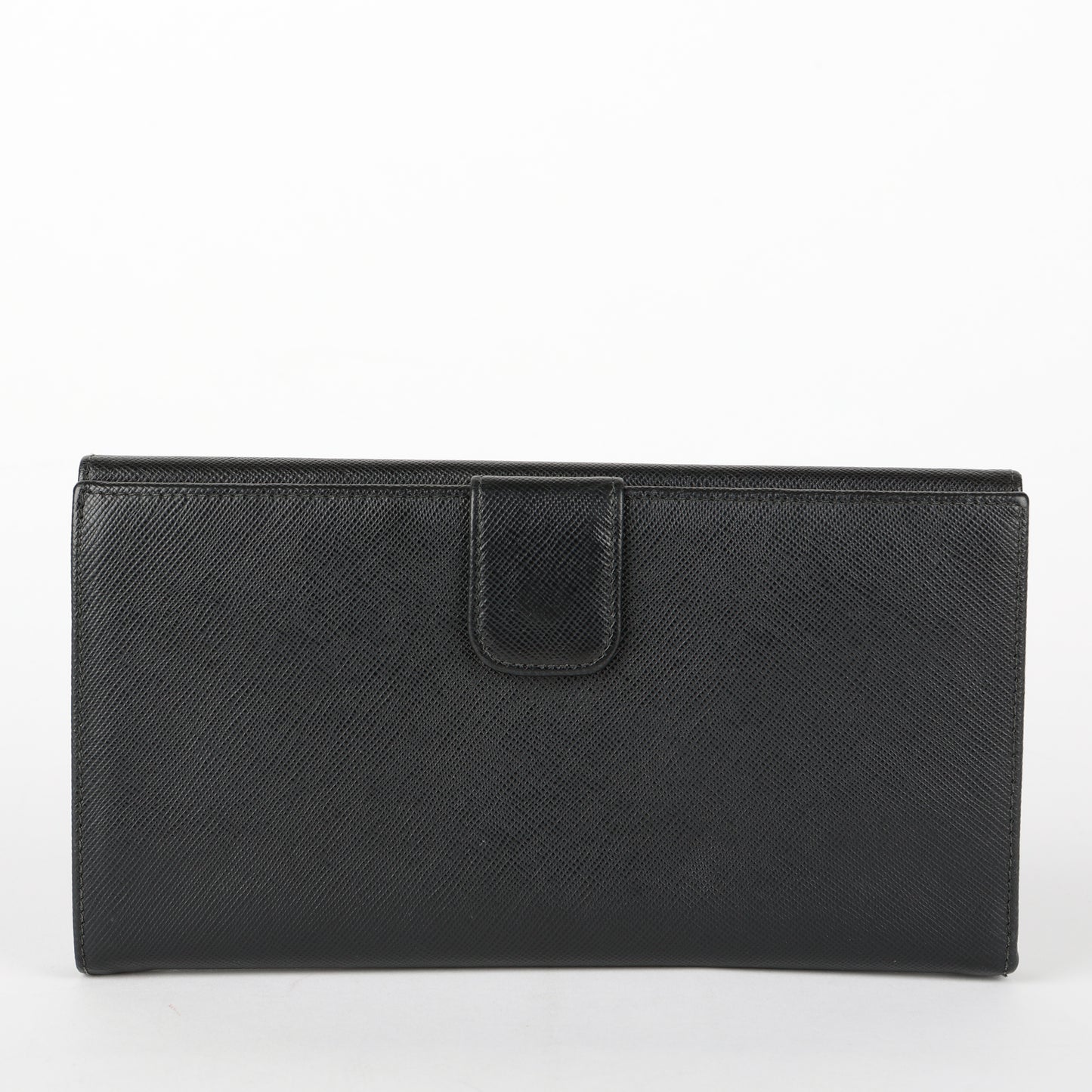 Large French Flip Wallet, Black Saffiano
