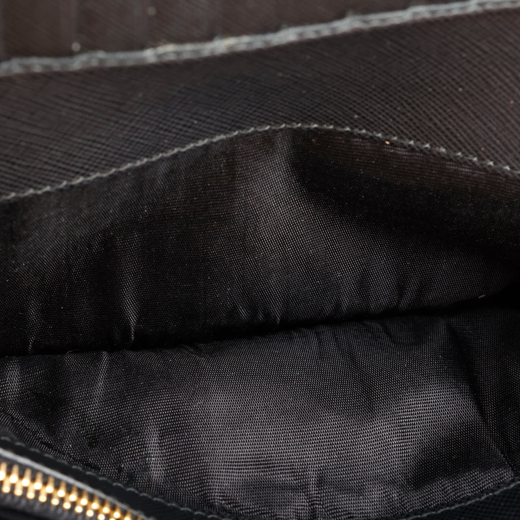 Large French Flip Wallet, Black Saffiano