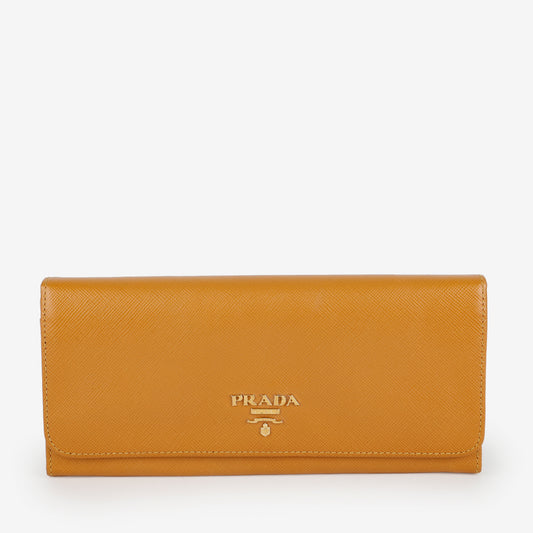 Continental Long Wallet, Camel Saffiano