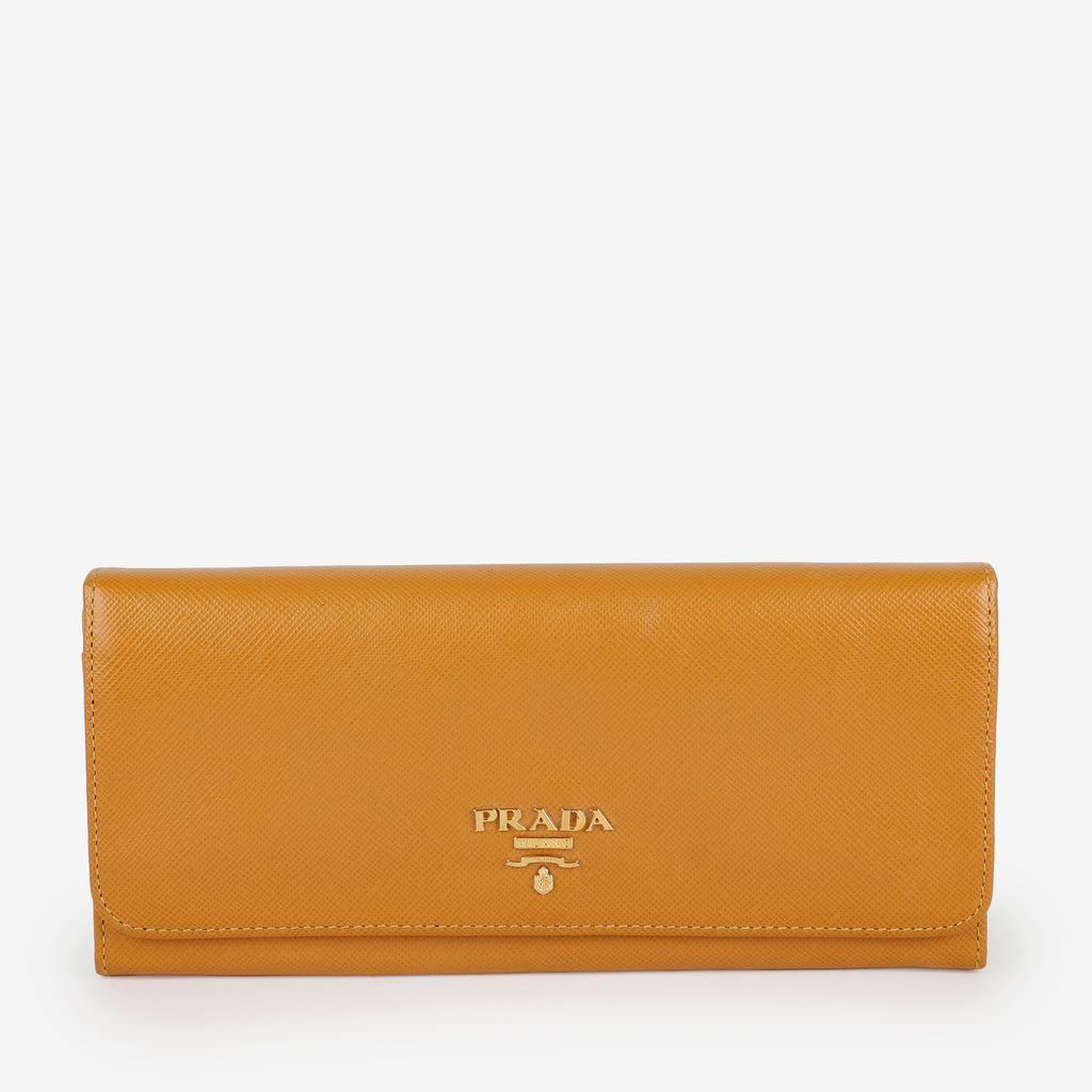 Continental Long Wallet, Camel Saffiano