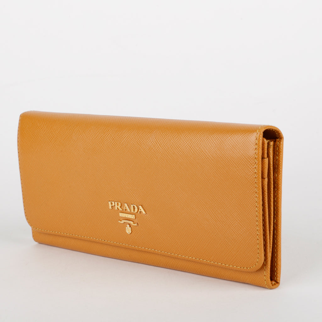Continental Long Wallet, Camel Saffiano