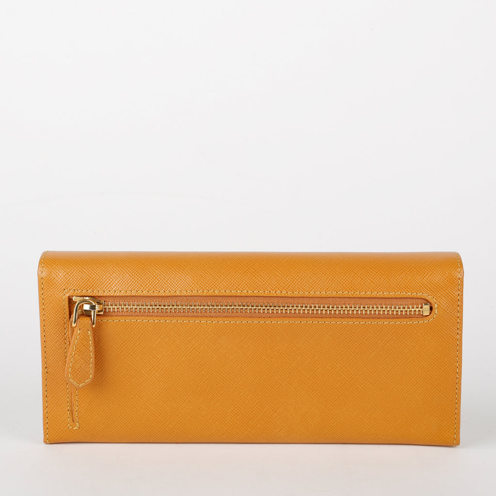 Continental Long Wallet, Camel Saffiano