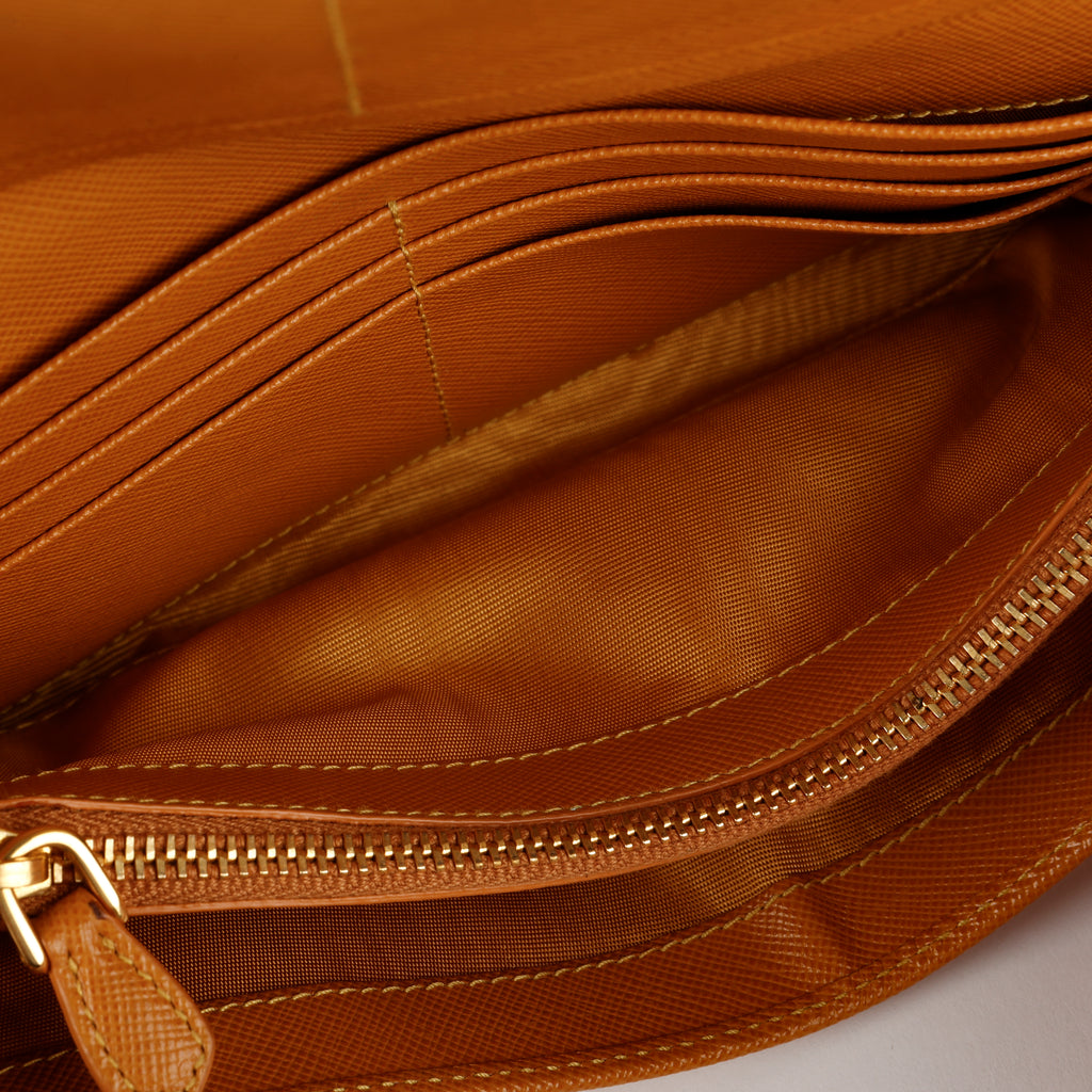 Continental Long Wallet, Camel Saffiano