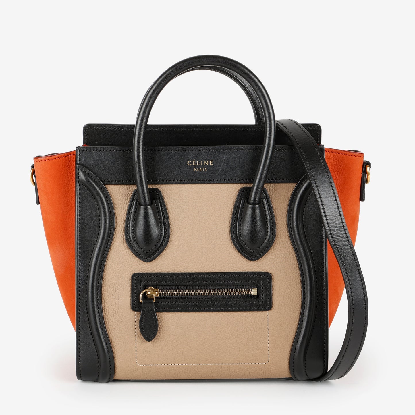Tricolor Nano Luggage Black, Beige, Orange
