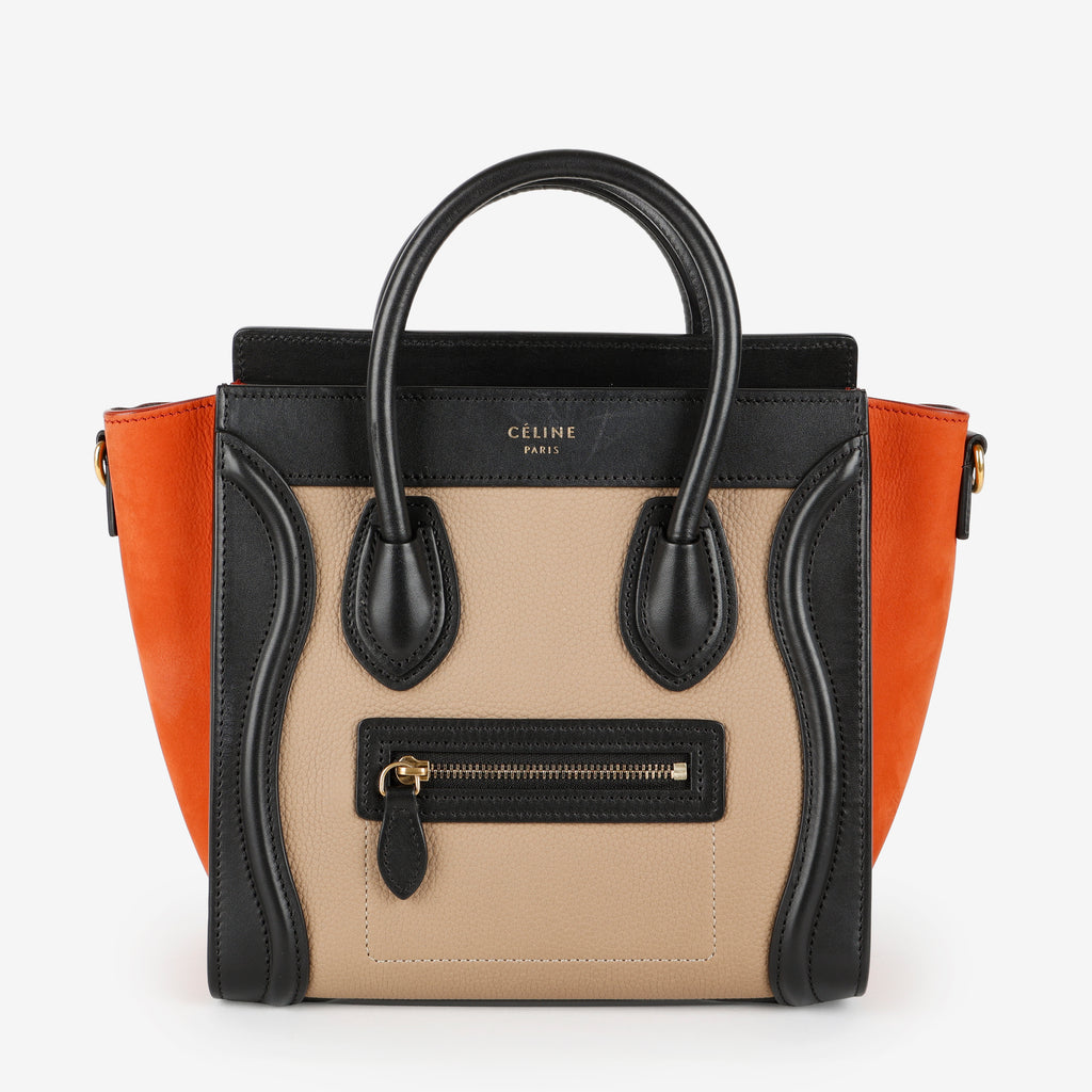Tricolor Nano Luggage Black, Beige, Orange