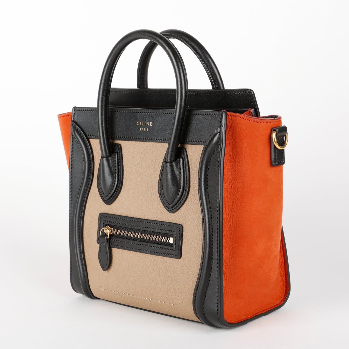 Tricolor Nano Luggage Black, Beige, Orange