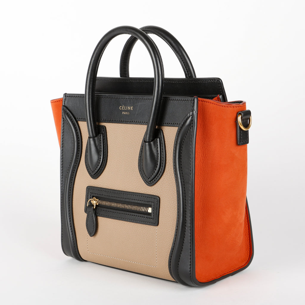Tricolor Nano Luggage Black, Beige, Orange